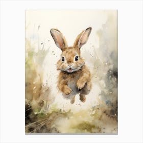 Bunny Running Rabbit Prints Watercolour 2 Canvas Print