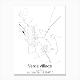 Verde Village,United States Minimalist Map Toile