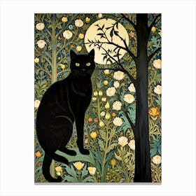 William Morris Black Cat In The Forest 16 Canvas Print