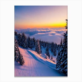 Le Grand Bornand, France Sunrise Skiing Poster Canvas Print