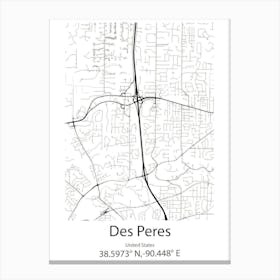 Des Peres,United States Minimalist Map Canvas Print