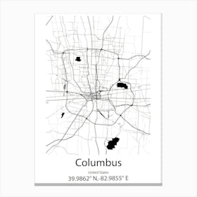 Columbus,United States Minimalist Map 1 Canvas Print