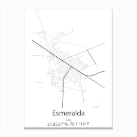 Esmeralda,Cuba Minimalist Map Canvas Print