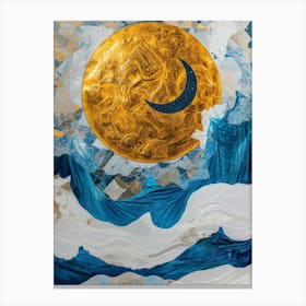 Moon And Waves Canvas Print