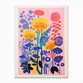 Colourful Flower Still Life In Risograph Style 10 Canvas Print