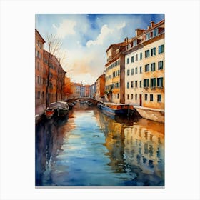 Watercolor Of Venice Canal Canvas Print