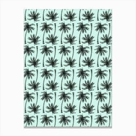 Palm Tree Pattern-Blue Background- Artwork Stampe su tela