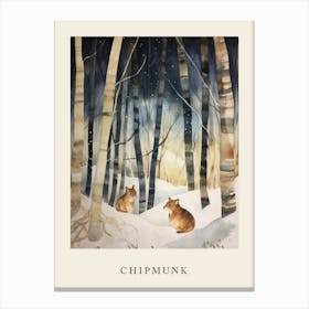Winter Watercolour Chipmunk 5 Poster Canvas Print