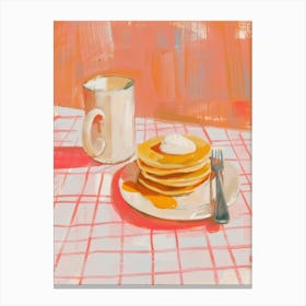 Pink Breakfast Food Pancakes With Honey 3 Canvas Print