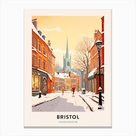 Vintage Winter Travel Poster Bristol United Kingdom 1 Canvas Print