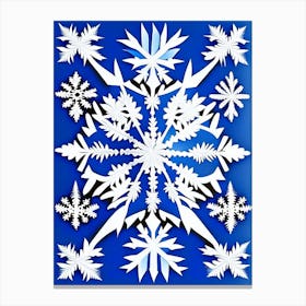 Unique, Snowflakes, Blue & White Illustration 2 Canvas Print