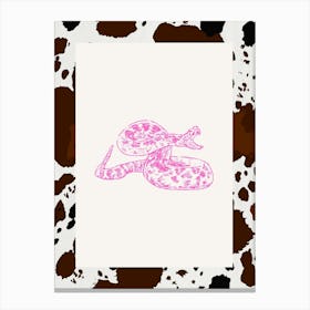 Hot Pink Snake Line Drawing Canvas Print
