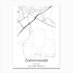 Zoeterwoude,Netherlands Minimalist Map Canvas Print