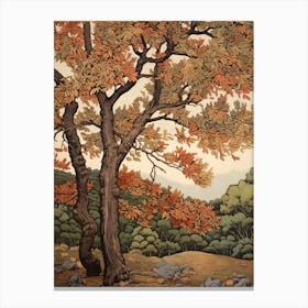 Elm 2 Vintage Autumn Tree Print  Canvas Print