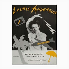 Laurie Anderson Berkeley 1984 Concert Poster Canvas Print