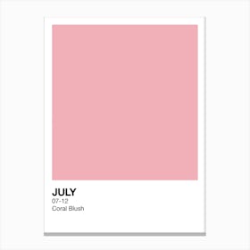 July Birth Month Colour Pink Canvas Print