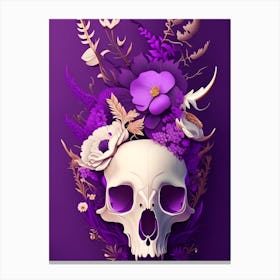 Animal Skull Purple 2 Vintage Floral Canvas Print