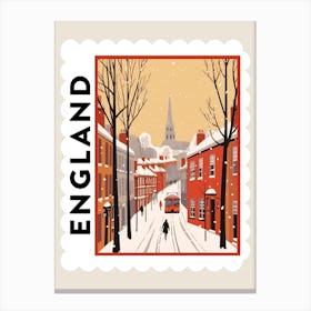 Retro Winter Stamp Poster Durham United Kingdom 1 Canvas Print
