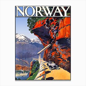 Norway, Car On A Mountain Road Canvas Print