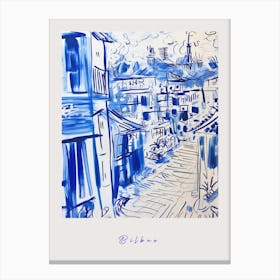 Bilbao Spain Mediterranean Blue Drawing Poster Canvas Print