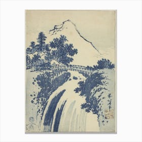 Landscape With Waterfall, Katsushika Hokusai Canvas Print