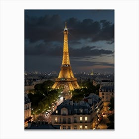 Eiffel Tower At Night Canvas Print