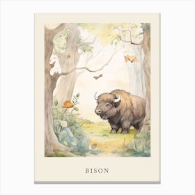 Beatrix Potter Inspired  Animal Watercolour Bison 1 Canvas Print
