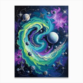 Flux Schnell Bold Acrylic Painting Galaxy Wall Art With Swirli 3 Canvas Print