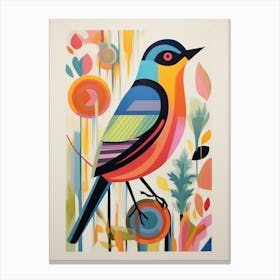 Colourful Scandi Bird Robin 1 Canvas Print