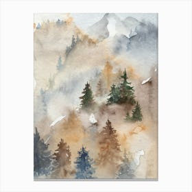 Watercolor Of Pine Trees 1 Canvas Print