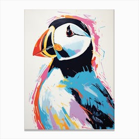 Andy Warhol Style Bird Puffin 3 Canvas Print