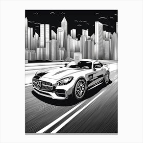 Mercedes Benz Amg Gt City Drawing 3 Canvas Print