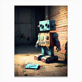 Robot In The Street Canvas Print