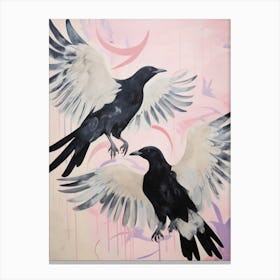 Pink Ethereal Bird Painting Raven 2 Canvas Print