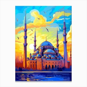 Blue Mosque Sultan Ahmed Mosque Pixel Art 9 Canvas Print