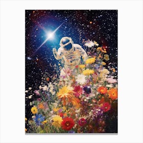 Astronaut With A Bouquet Of Flowers 12 Canvas Print