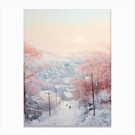 Dreamy Winter Painting Seoul South Korea 1 Canvas Print