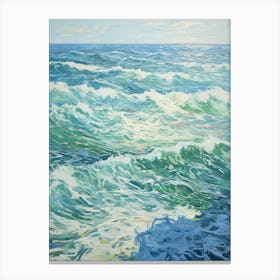 Pastel Watercolor Waves of the Ocean Canvas Print