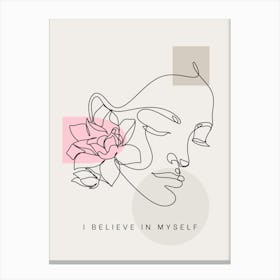 Believe In Yourself Monoline Asthetic Mnimalist Drawing Canvas Print