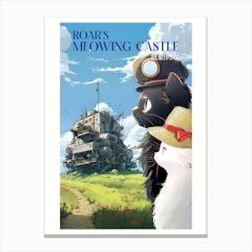 Roar's Meowing Castle - Howl S Moving Castle Inspired Cat Illustrations Canvas Print