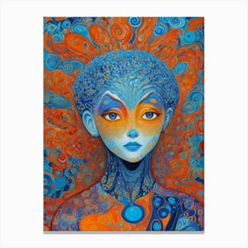 Blue And Orange Woman Canvas Print