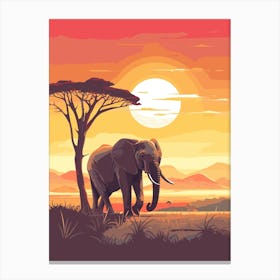 African Elephant At Sunset Canvas Print