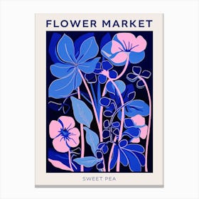 Blue Flower Market Poster Sweet Pea 1 Canvas Print