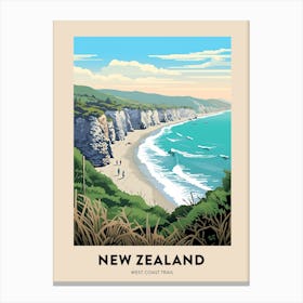 West Coast Trail New Zealand 1 Vintage Hiking Travel Poster Canvas Print