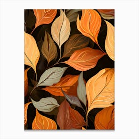 Autumn Leaves Seamless Pattern 21 Canvas Print