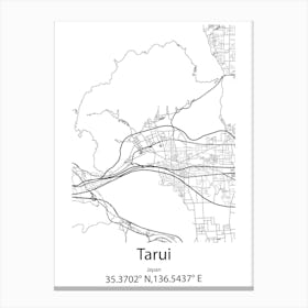 Tarui,Japan Minimalist Map Toile