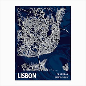 Lisbon Crocus Marble Map Canvas Print