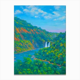 Victoria Falls National Park Zimbabwe Blue Oil Painting 1  Canvas Print