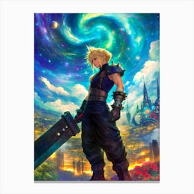 Cloud Strife FFVII Starry Night Canvas Print