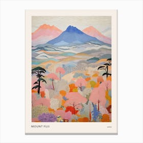 Mount Fuji Japan 3 Colourful Mountain Illustration Poster Canvas Print